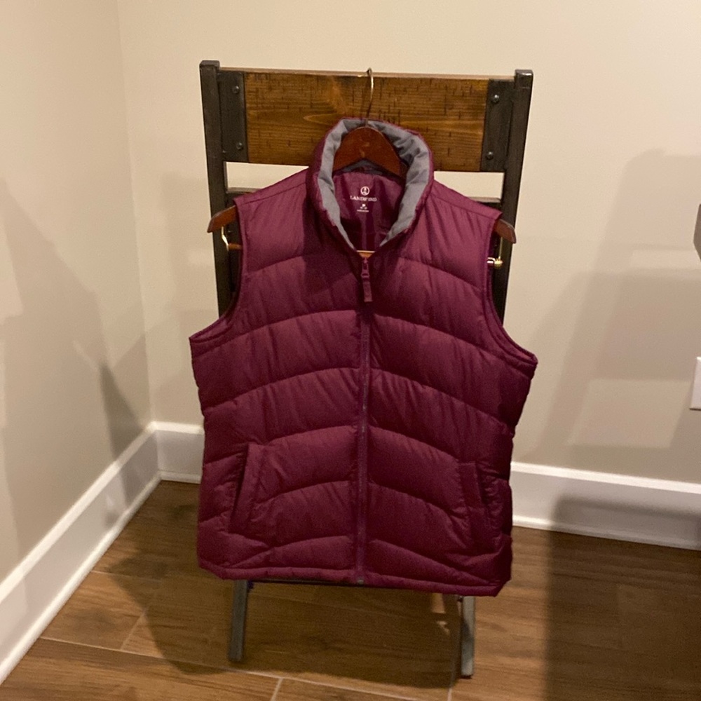 Lands End Eggplant and Gray Quilted Vest